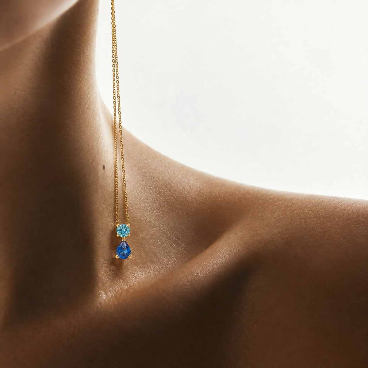2ct pear cut blue lab created women's fancy pendant 14k white gold plated
