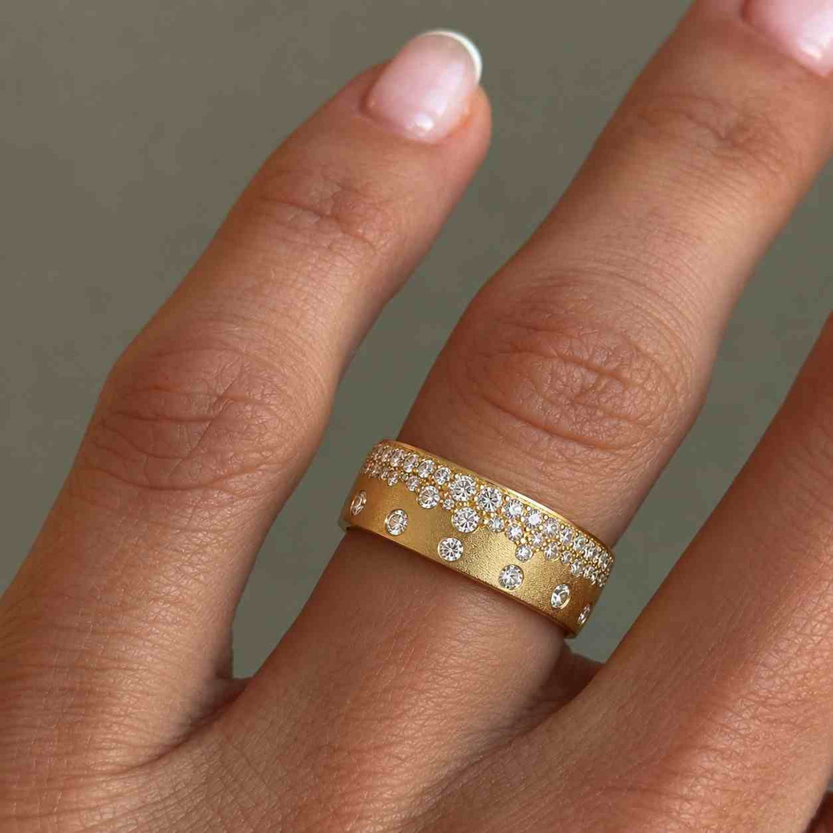 2ct round cut moissanite hidden halo engagement ring, 14k solid gold diamond wedding ring for women, cigar band ring, chunky statement ring
