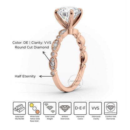Round Cut Prong Set Solitaire Accent Ring