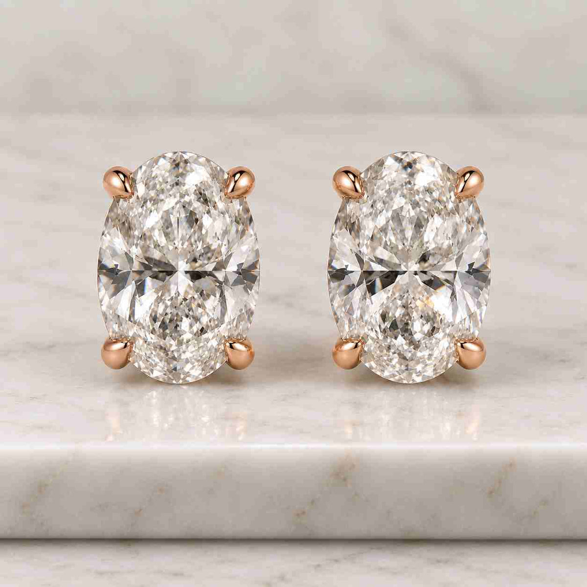 2 CTW Oval Lab Grown Diamond Stud Earrings, Solid 14K Gold Studs, Oval Brilliant Cut, IGI Certified, Anniversary Gift
