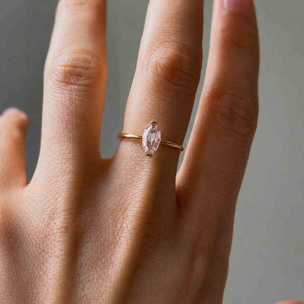 2 CT Champagne Oval Lab Grown Diamond Ring, 14K Yellow Gold Solitaire Engagement Ring