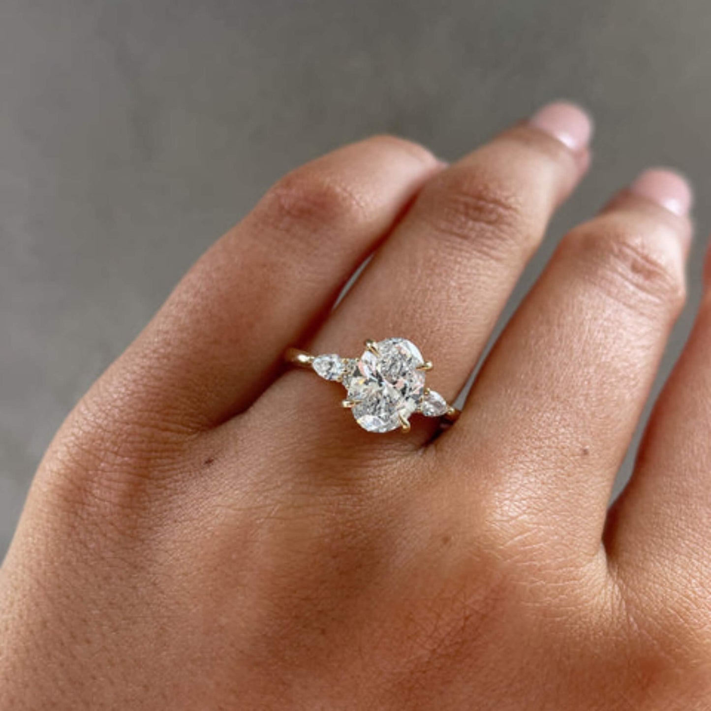 2 CT Oval Cut Simulated Diamond Engagement Rings Oval Cut Moissanite Ring with Round Side Stones Ring