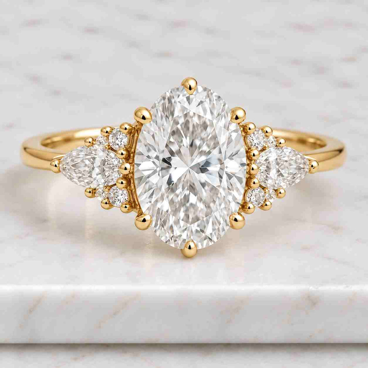 oval cut lab grown diamond engagement ring