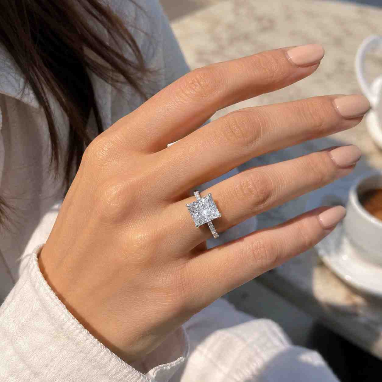 2 ct pear cut lab-grown diamond engagement ring, igi certified lab grown diamond ring, white gold pave band, anniversary gift for her
