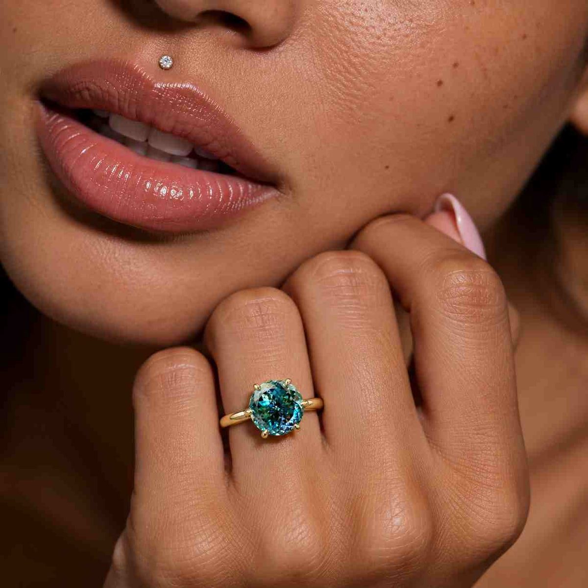 2 CT Portuguese Cut Cyan Blue Moissanite Engagement Ring Solitaire Wedding Ring Cathedral Set Anniversary Gift Rings for Women Promise Ring
