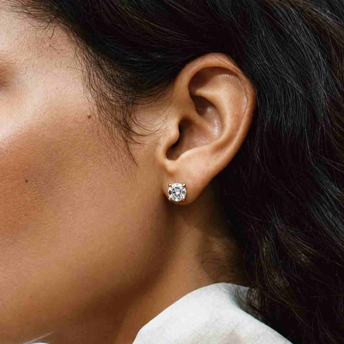 2 ct round brilliant lab created diamond stud earrings 14k white gold
