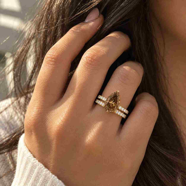 2 CT Round Lab Grown Diamond Bypass Ring in 14K Yellow Gold, Sculptural Wide Band Engagement Ring, Half Bezel Wrap, Statement Gift for Her
