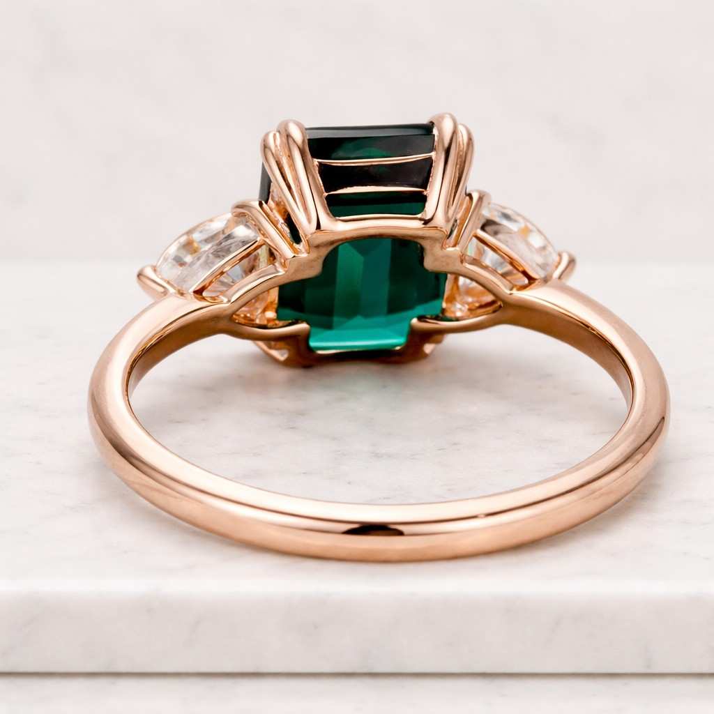 prong 8x11mm emerald cut emerald promise engagement ring, may birthstone green gemstone jewelry
