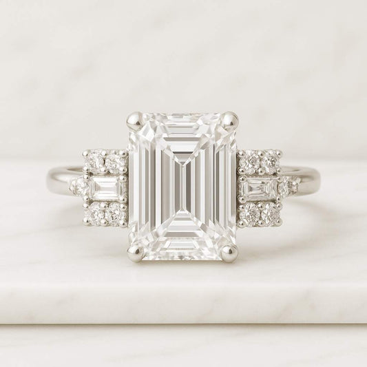 2 Carat Emerald Cut Engagement Rings Emerald Cut Solitaire Engagement Rings Moissanite Anniversary Rings Diamond Wedding Rings For Women