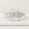 Three Stone Emerald Cut Moissanite Engagement Ring in 10k Solid Gold