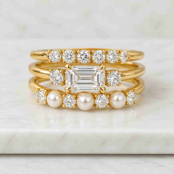 2 Carat Emerald Cut Lab Grown Diamond Engagement Ring: 14K Gold Bezel Ring, IGI Certified
