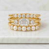 0.50 CT Emerald Cut Three Row Lab Grown Diamond Bridal Set