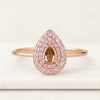 Teardrop Semi Mount Diamond Engagement Ring With Pink Stone Halo