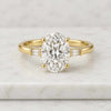 1 CT Oval And Tapered Baguette Lab-Grown Diamond Three Stone Ring