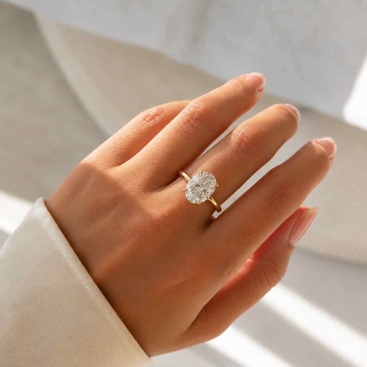 2 carat oval cut lab grown diamond wedding ring, solitaire engagement ring, conflict free diamond ring, rosewhiteyellow gold ring for her