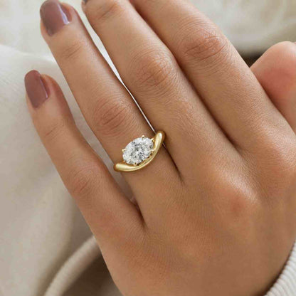 2 Carat Oval E Color VVS2 Clarity IGI Certified Lab Grown Diamond Ring with Twisted Rope Band Engagement Ring 14k Gold Perfect gift for her
