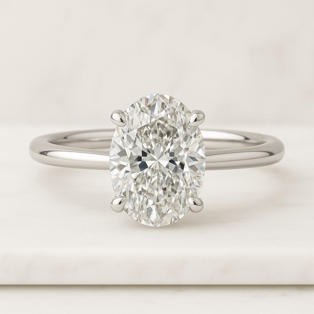 2 Carat Oval Moissanite Diamond Ring Oval Engagement Ring With Pear Side Stone Diamond Anniversary Rings