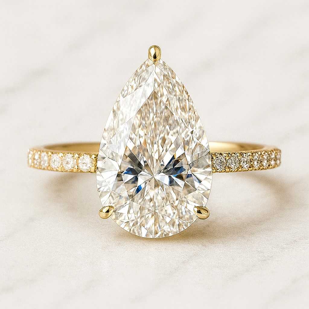 2 Carat pear cut lab Grown Diamond Ring Pear Cut Halo Engagement Ring Lab Grown Ring with Small Round Diamond on Shank Marquise Diamond Engagement Ring Genuine Lab Grown Diamond Anniversary Ring
