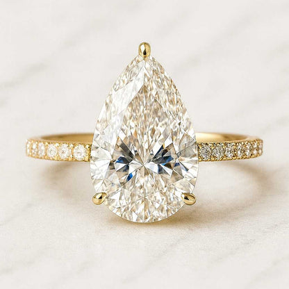 2 Carat pear cut lab Grown Diamond Ring Pear Cut Halo Engagement Ring Lab Grown Ring with Small Round Diamond on Shank Marquise Diamond Engagement Ring Genuine Lab Grown Diamond Anniversary Ring