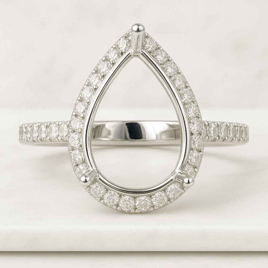 2 Carat pear cut lab Grown Diamond Ring Pear Cut Halo Engagement Ring Pear Lab Grown Diamond Ring