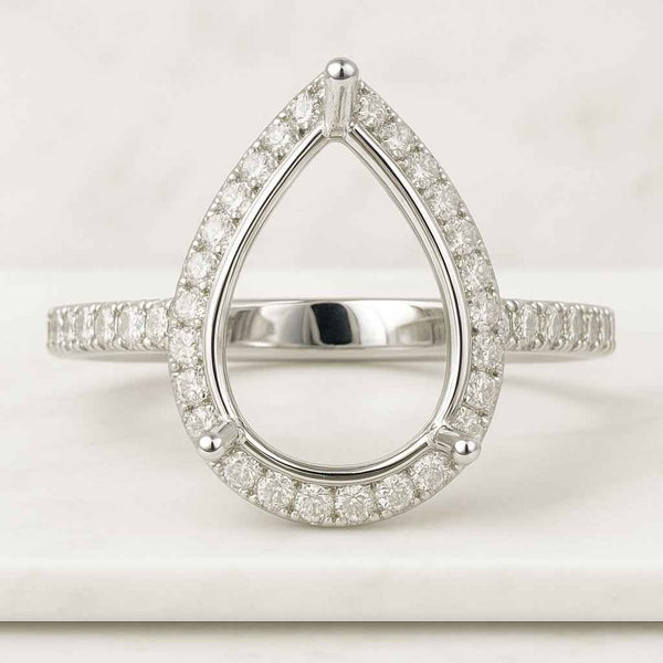 2 Carat pear cut lab Grown Diamond Ring Pear Cut Halo Engagement Ring Pear Lab Grown Diamond Ring