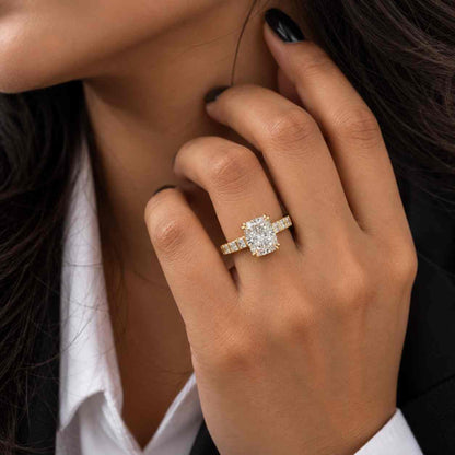 2 Ct Cushion Cut Diamond Engagement Ring, 14K White Gold Minimalist Frame Set Wedding Promise Ring For Her, Personalized Gifts