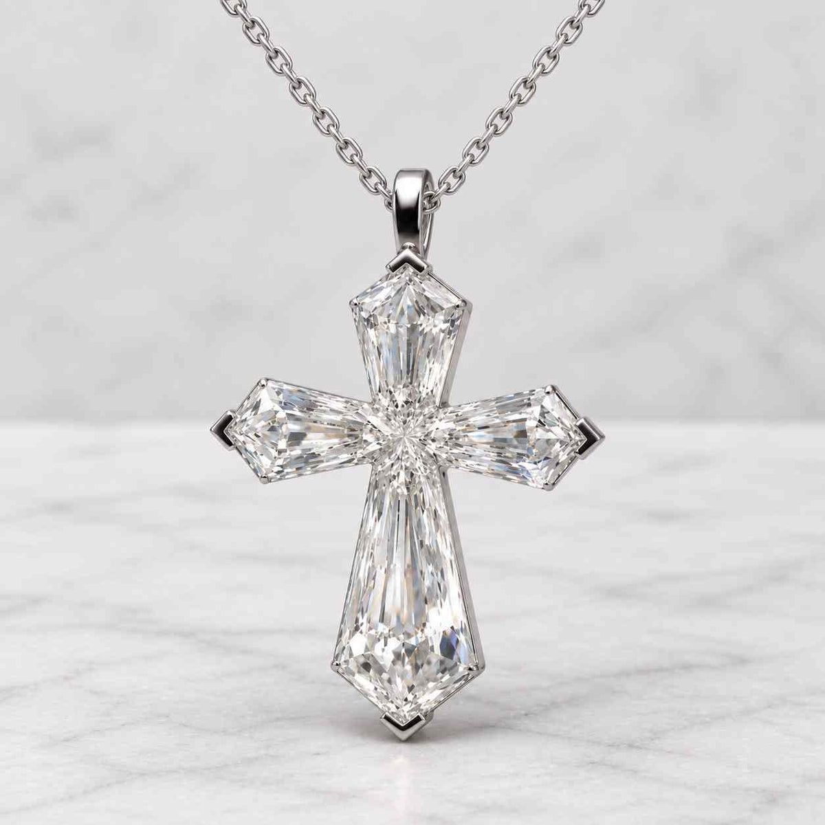2 ct diamond cross necklace, lab grown diamond pendant, unisex, sterling silver
