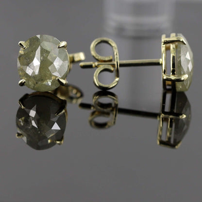 2 Ct Solitaire Oval Salt and Pepper Diamond Stud Earrings