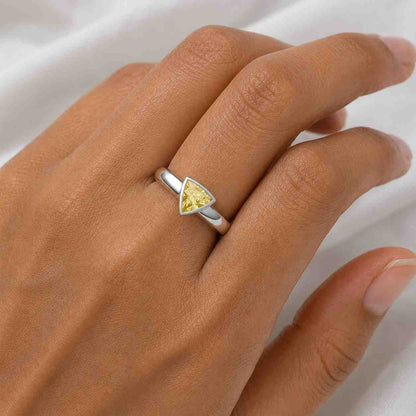 2 Ct Yellow Trillion Cut Lab Grown Diamond Ring | 14K Gold Solitaire