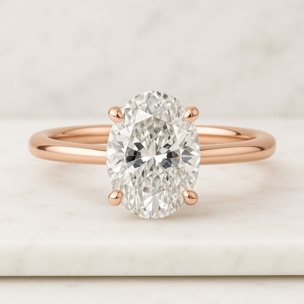 2ct Oval Cut Moissanite Engagement Ring, Oval Solitaire Moissanite Ring