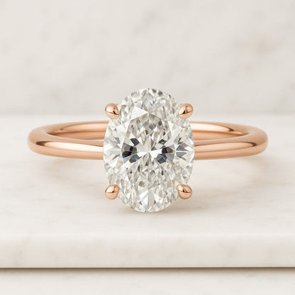 2ct Oval Cut Moissanite Engagement Ring, Oval Solitaire Moissanite Ring
