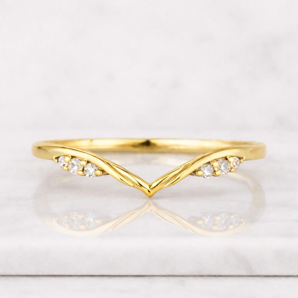 unique moissanite curved wedding band vintage yellow gold diamond wedding band dainty women matching ring stacking band promise band
