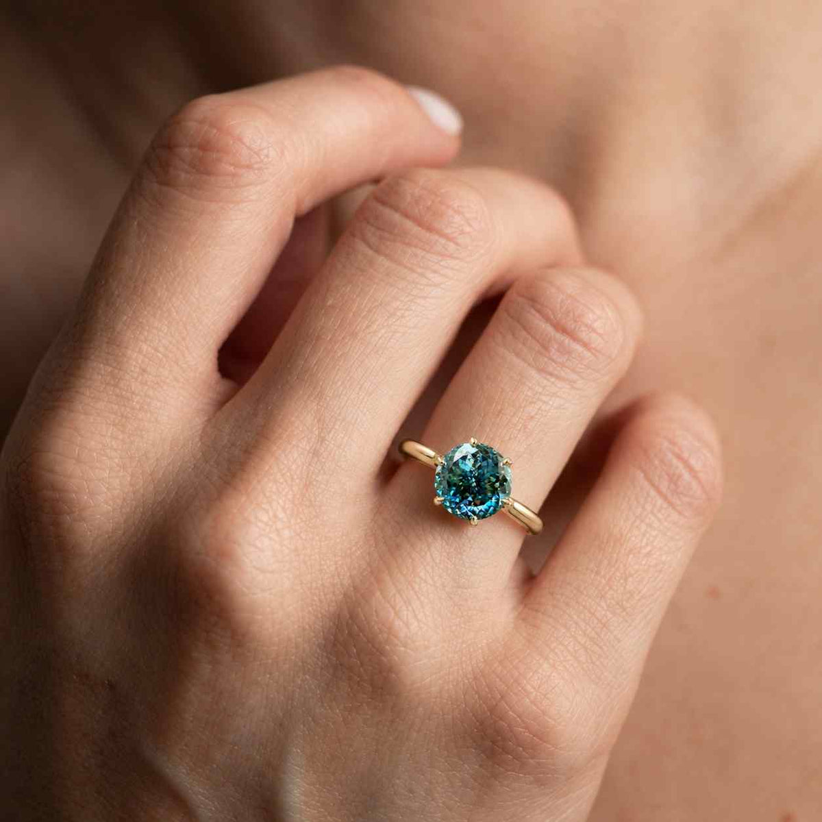 2ct Portuguese Cut Moissanite Ring, Cyan Blue Celtic Knot Engagement Ring, 14K White Gold Solitaire Wedding Ring, Anniversary Gift for Her
