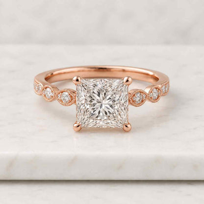  2ct Princess Cut Diamond Ring Square Diamond Ring Princess Lab Grown Diamond Engagement Ring Anniversary Gifts for Her