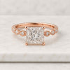 18K Princess Cut Lab-Grown Diamond Pave Setting Engagement Ring