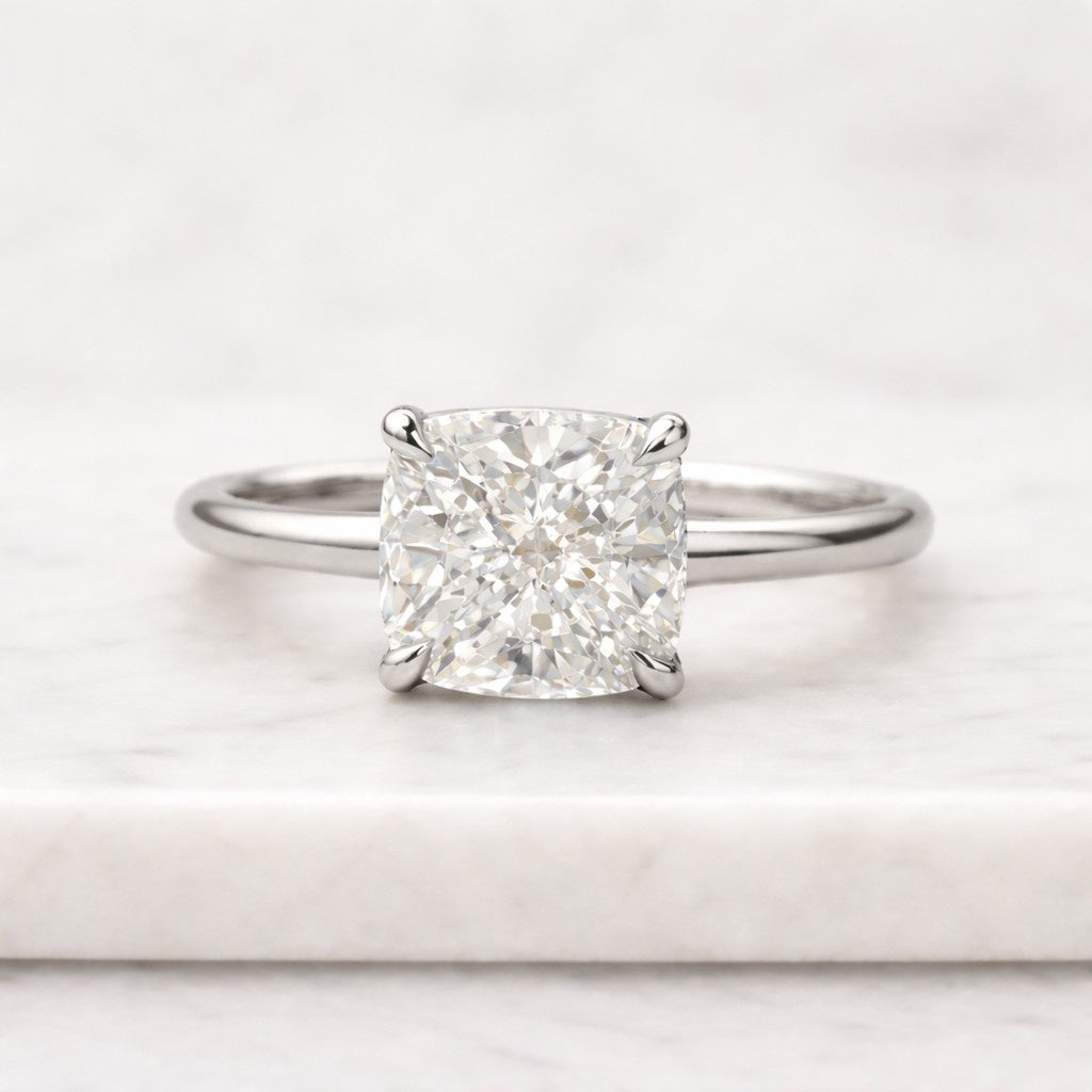 2ct lab grown diamond ring cushion cut engagement ring yellow gold band high sparkle diamond ring modern fine jewelry proposal ring for girlfriend