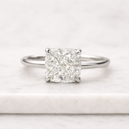 2ct lab grown diamond ring cushion cut engagement ring yellow gold band high sparkle diamond ring modern fine jewelry proposal ring for girlfriend