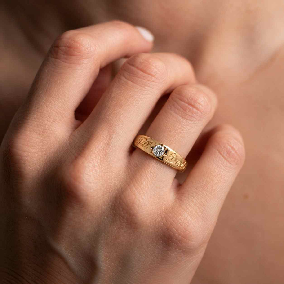 2mm Unique Stardust Wedding Band – Classic Dome, Comfort Fit Thin Wedding Ring
