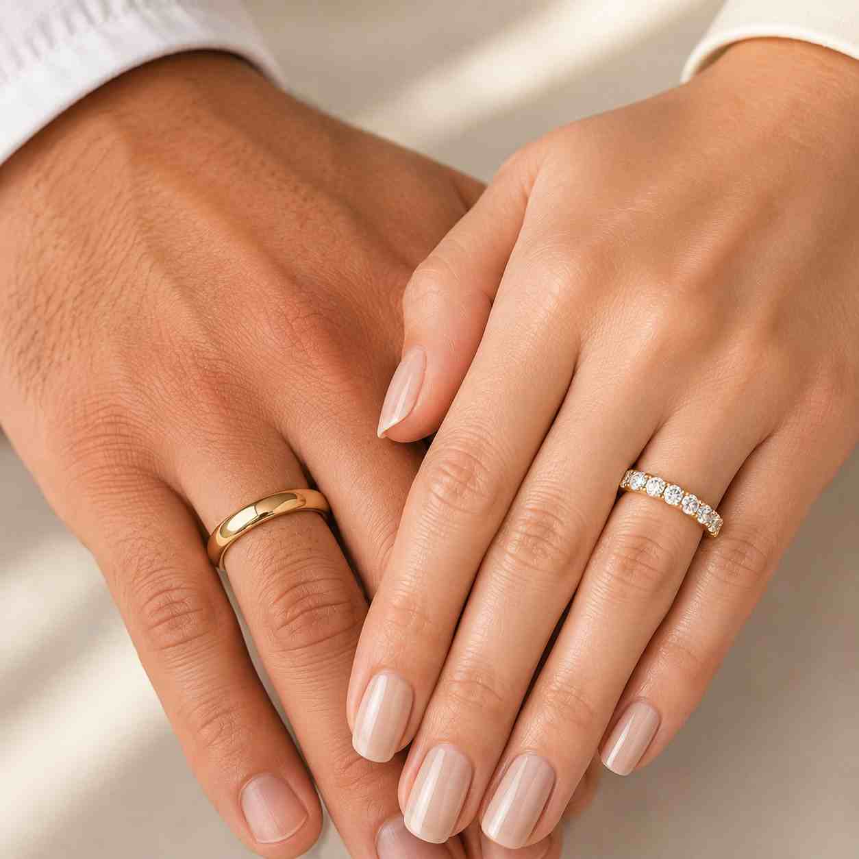 2pcs Floral Engraved Wedding Band Set, Solid Gold Matching Rings, His and Hers Engraved Wedding Bands, Birth Flower Couple Rings

