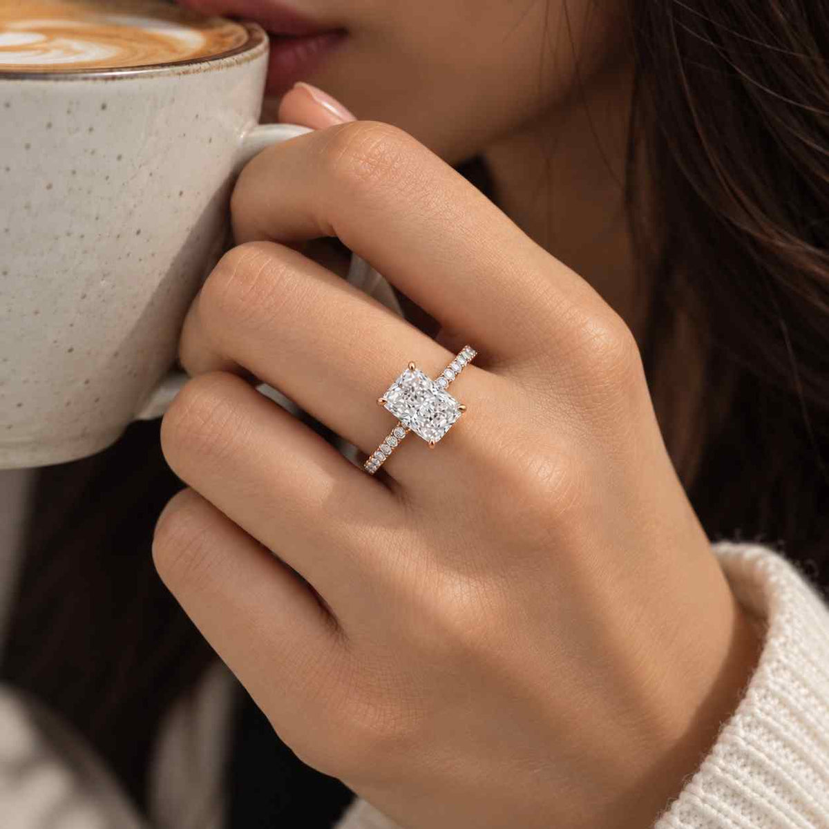 3.00ct igi certified radiant cut lab grown diamond engagement ring, 14k gold radiant diamond anniversary ring
