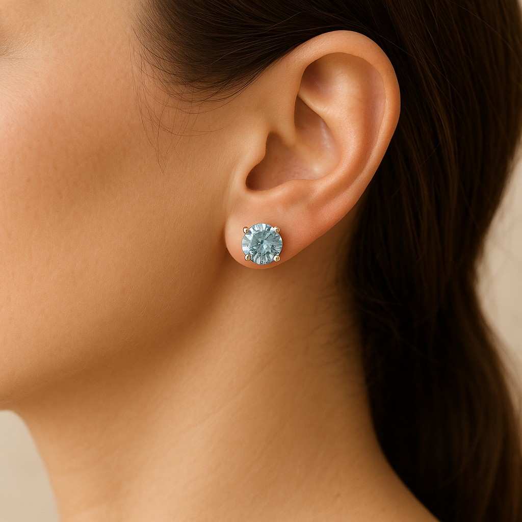 3.00 Ct Round Cut Diamond Stud Earrings Natural HPHT VVS1 Certified