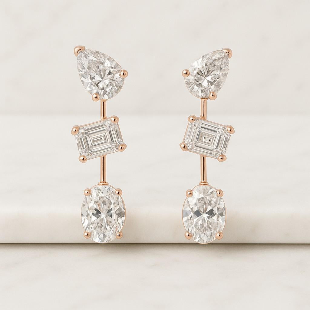 3.00ct Pear Cut Lab Grown Diamond Drop Earrings IGI Certified