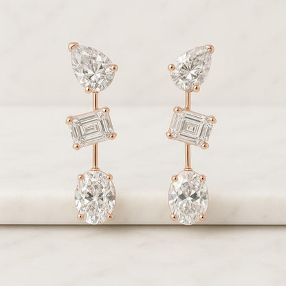 3.00ct Pear Cut Lab Grown Diamond Drop Earrings IGI Certified