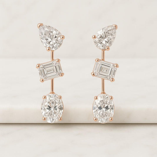 3.00ct Pear Cut Lab Grown Diamond Drop Earrings IGI Certified