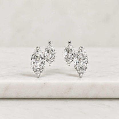 3.00ct total weight E color VS Clarity Certified Marquise cut Lab Grown Diamond Hoop Earrings, 14k Solid Gold Marquise, Perfect Gift for Her
