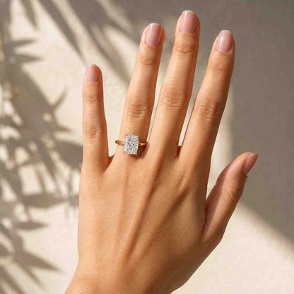 3.03 CT D VS1 Elongated Cushion Cut Engagement Ring, Lab Grown Diamond Ring GIA Certified, Hidden Halo 14k Gold, Luxury Solitaire Ring