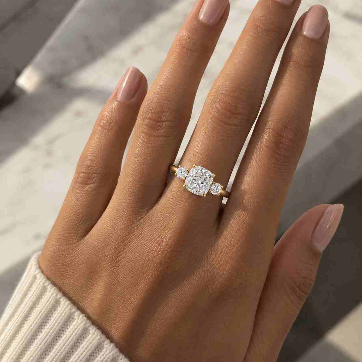 3.0ct igi cushion cut lab grown diamond engagement ring