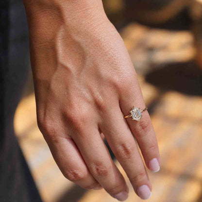 3.0 CT Hexagon Lab Grown Diamond Ring, Unique Hexagon Cut Engagement Ring, 14k Gold Solitaire Ring, Geometric Diamond Ring For Her
