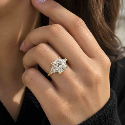 3.0 CT Oval Lab Grown Diamond Engagement Ring Set, Hidden Halo, 14k White Gold
