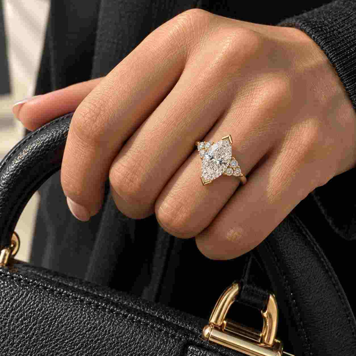 3.0 ct radiant cut lab grown diamond engagement ring: 14k gold solitaire